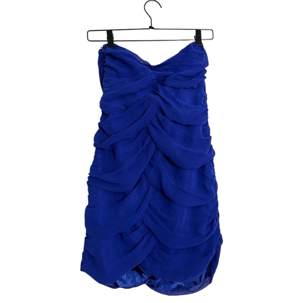 Forever 21 Blue Strapless Ruched Bodycon Mini Dress Size Small Y2K Party